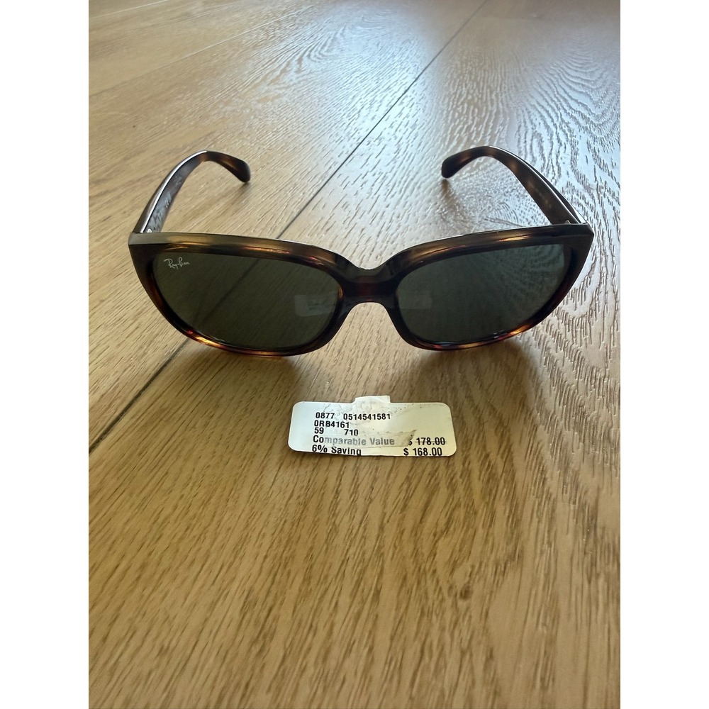 Ray-Ban RB4161 710 Tortoise Square Sunglasses Women 59mm Green Lens